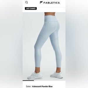 Fabletics Iridescent Powder Blue High Rise Leggings M Shimmer